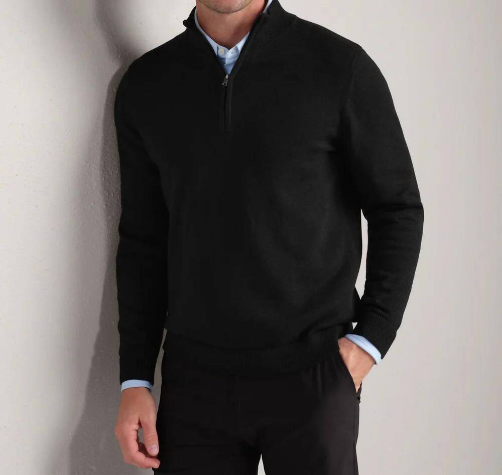 NEW RHONE men's commuter zip sweater in black